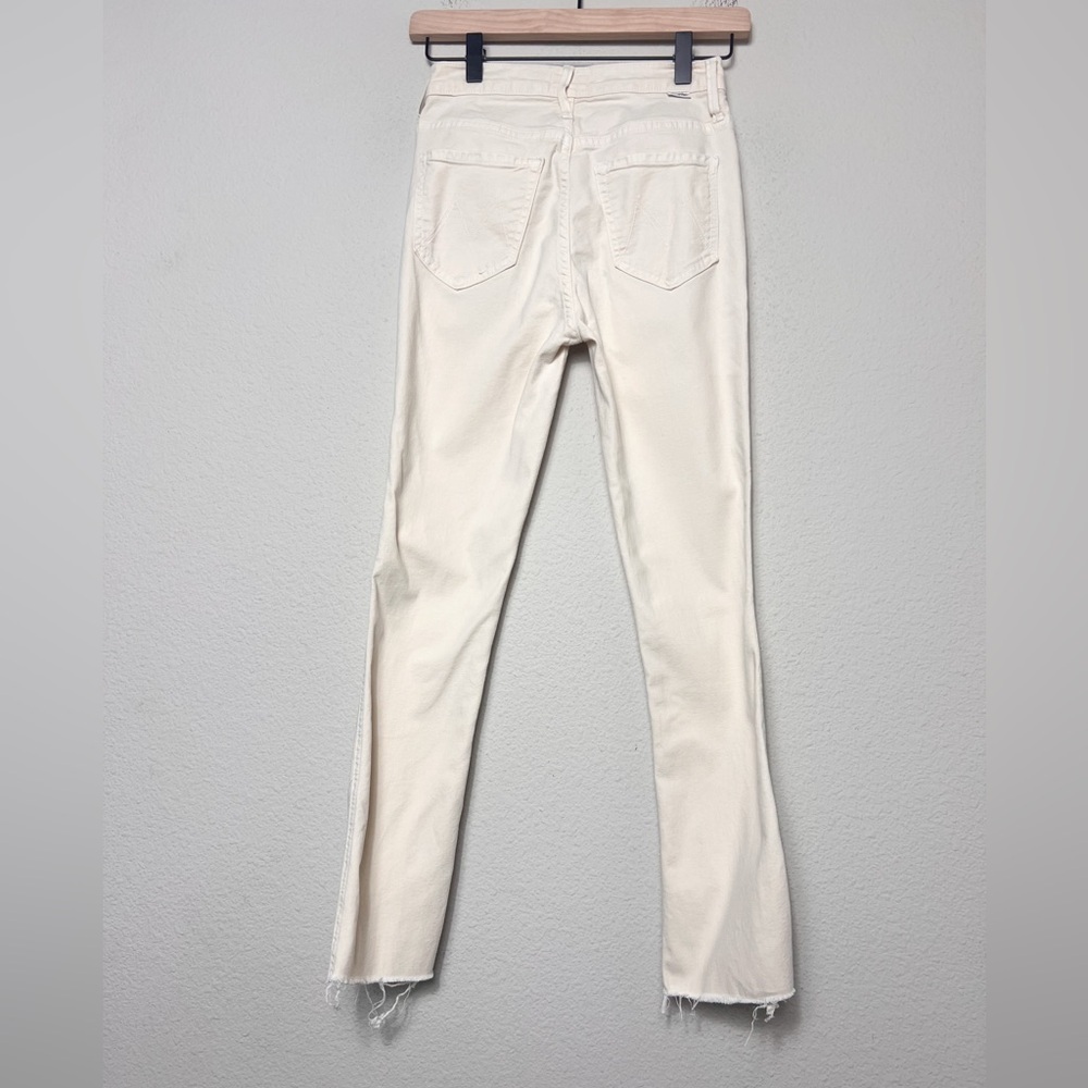 Mother High Waisted Rascal Ankle Fray In Chalk It Up Ivory Stretch - Picture 6 of 13